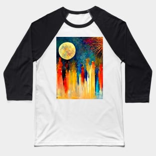 Abstract Impressionist Firework Graphic Baseball T-Shirt